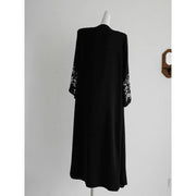 Black Banquet Dress Abaya Set | Embroidered Diamond Elegance 3-Piece Abaya with Hijab (ABA184)